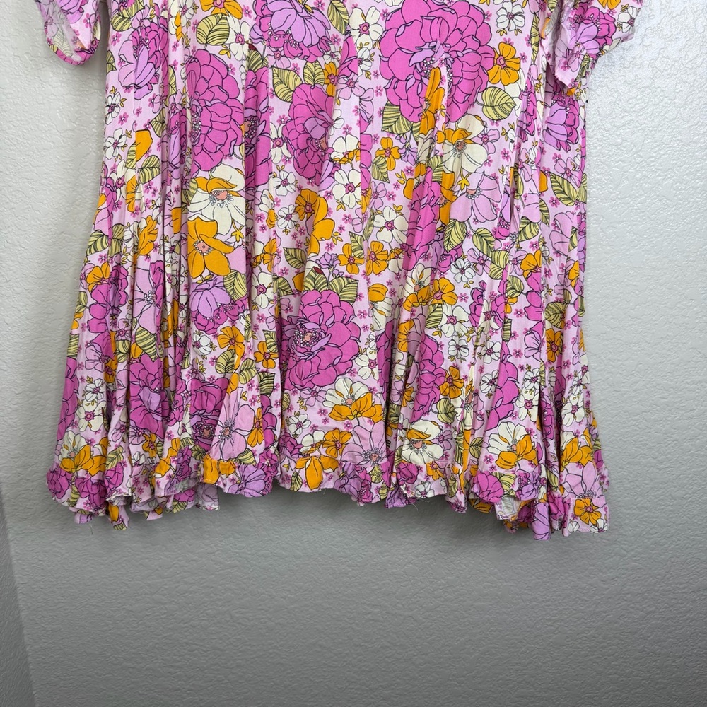 Storia Anthropologie Floral Oversized Flowy Mini Summer Dress Size Medium - Picture 4 of 7